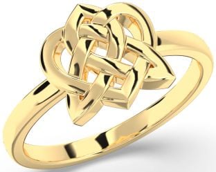 Gold Silver Celtic Trinity Knot Heart Ring