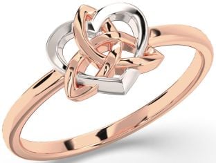 Rose Gold Silver Celtic Trinity Knot Heart Ring