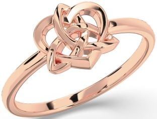 Rose Gold Silver Celtic Trinity Knot Heart Ring