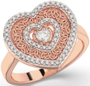 Diamond Rose Gold Celtic Trinity Knot Heart Ring