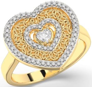 Diamond Gold Celtic Trinity Knot Heart Ring