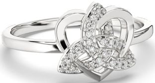 Diamond White Gold Celtic Trinity Knot Heart Ring