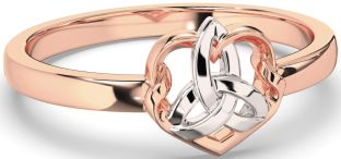 Rose Gold Silver Celtic Trinity Knot Heart Ring