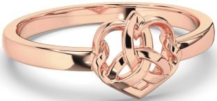 Rose Gold Silver Celtic Trinity Knot Heart Ring