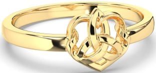 Gold Silver Celtic Trinity Knot Heart Ring