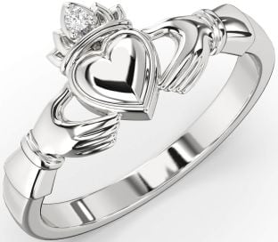 Diamond White Gold Claddagh Ring