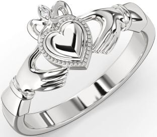 Diamond White Gold Claddagh Ring