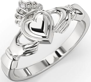 Diamond Silver Claddagh Ring