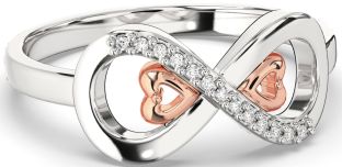 Diamond Rose Gold Silver Infinity Heart Ring