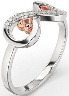 Diamond Rose Gold Silver Infinity Heart Ring