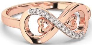 Diamond Rose Gold Silver Infinity Heart Ring