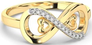 Diamond Gold Silver Infinity Heart Ring