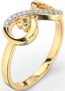 Diamond Gold Silver Infinity Heart Ring