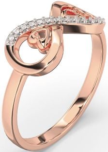 Diamond Rose Gold Infinity Heart Ring