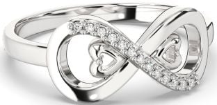 Diamond Silver Infinity Heart Ring