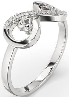 Diamond Silver Infinity Heart Ring
