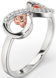 Diamond White Rose Gold Infinity Heart Ring