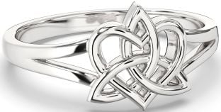 White Gold Celtic Trinity Knot Heart Ring