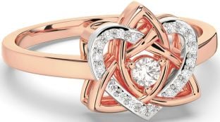 Diamond Rose Gold Silver Celtic Trinity Knot Heart Ring