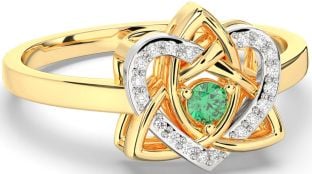 Diamond Emerald Gold Silver Celtic Trinity Knot Heart Ring