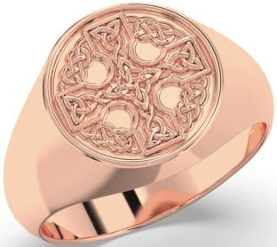 Rose Gold Silver Celtic Cross Signet Ring