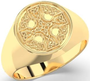 Gold Silver Celtic Cross Signet Ring