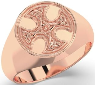 Rose Gold Silver Celtic Cross Signet Ring