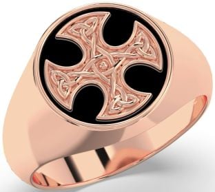 Rose Gold Black Rhodium Celtic Cross Signet Ring