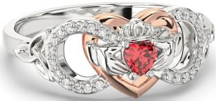 Diamond Ruby Rose Gold Silver Infinity Claddagh Heart Celtic Trinity Knot Ring