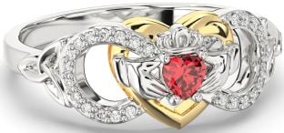 Diamond Ruby Gold Silver Infinity Claddagh Heart Celtic Trinity Knot Ring