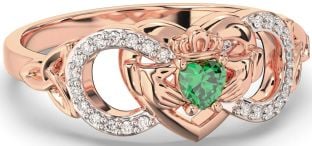 Diamond Emerald Rose Gold Silver Infinity Claddagh Heart Celtic Trinity Knot Ring