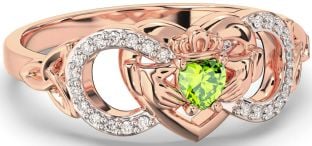 Diamond Peridot Rose Gold Silver Infinity Claddagh Heart Celtic Trinity Knot Ring