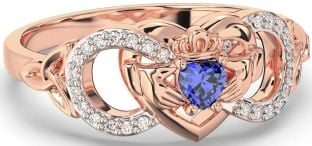 Diamond Sapphire Rose Gold Silver Infinity Claddagh Heart Celtic Trinity Knot Ring