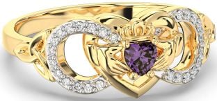 Diamond Alexandrite Gold Silver Infinity Claddagh Heart Celtic Trinity Knot Ring