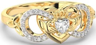 Diamond Gold Silver Infinity Claddagh Heart Celtic Trinity Knot Ring