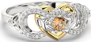 Diamond Citrine Gold Silver Infinity Claddagh Heart Celtic Trinity Knot Ring