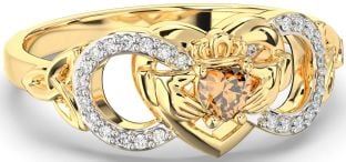 Diamond Citrine Gold Infinity Claddagh Heart Celtic Trinity Knot Ring