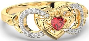 Diamond Ruby Gold Infinity Claddagh Heart Celtic Trinity Knot Ring