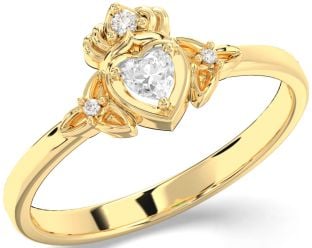 Diamond Gold Silver Claddagh Celtic Trinity Knot Ring