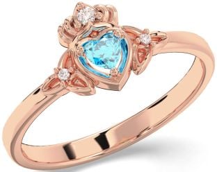 Elmas Topaz Gül Altın Claddagh Kelt Üçlü Düğüm Yüzük