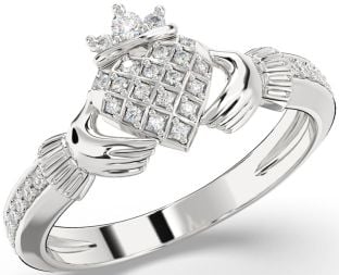 Diamond White Gold Claddagh Ring