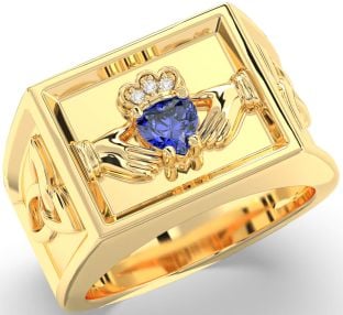 Diamond Sapphire Gold Silver Celtic Claddagh Trinity Knot Ring Mens Ladies Unisex