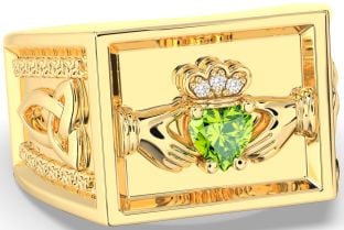 Diamond Peridot Gold Silver Celtic Claddagh Trinity Knot Ring Mens Ladies Unisex