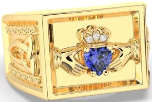 Diamond Sapphire Gold Silver Celtic Claddagh Trinity Knot Ring Mens Ladies Unisex