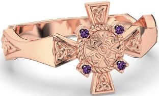 Alexandrite Rose Gold Silver Celtic Warrior Trinity Knot Sword Ring Mens Ladies Unisex