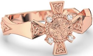 Diamond Rose Gold Silver Celtic Warrior Trinity Knot Sword Ring Mens Ladies Unisex