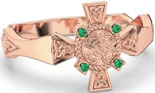 Emerald Rose Gold Silver Celtic Warrior Trinity Knot Sword Ring Mens Ladies Unisex