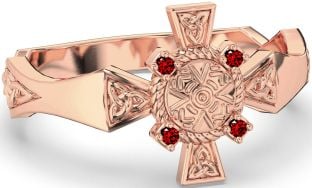 Garnet Rose Gold Silver Celtic Warrior Trinity Knot Sword Ring Mens Ladies Unisex