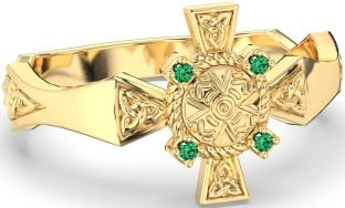 Emerald Gold Silver Celtic Warrior Trinity Knot Sword Ring Mens Ladies Unisex