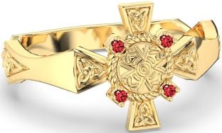 Ruby Gold Silver Celtic Warrior Trinity Knot Sword Ring Mens Ladies Unisex